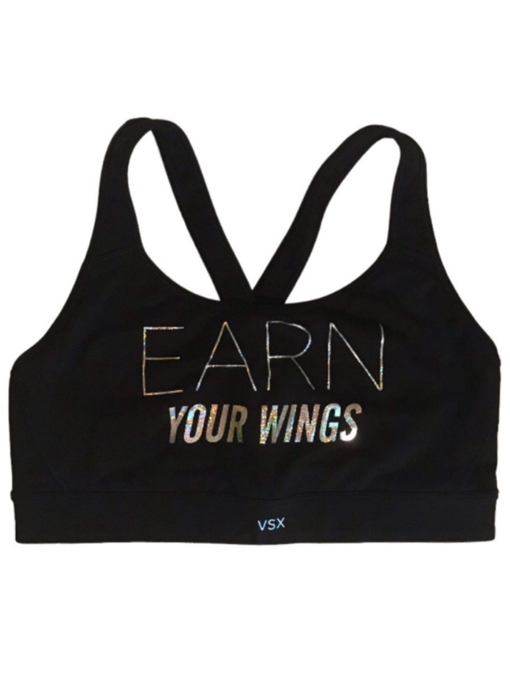VS VSX Sport The Player Earn Your Wings 2014 Fashion Show Crossback Sports Bra L